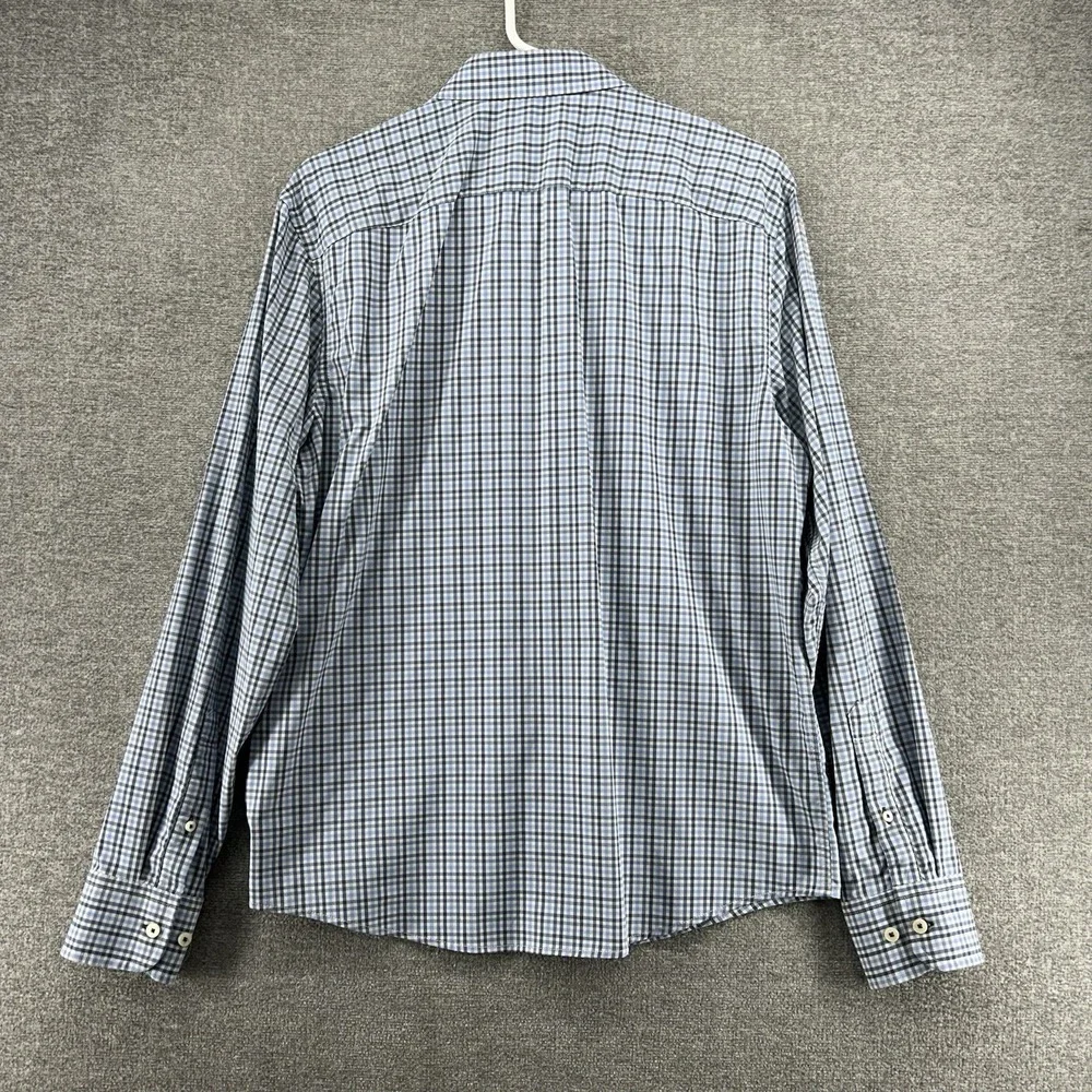 UNTUCKit Nahad Slim Fit Shirt Men Size Large Blue Checked Long Sleeve Nylon